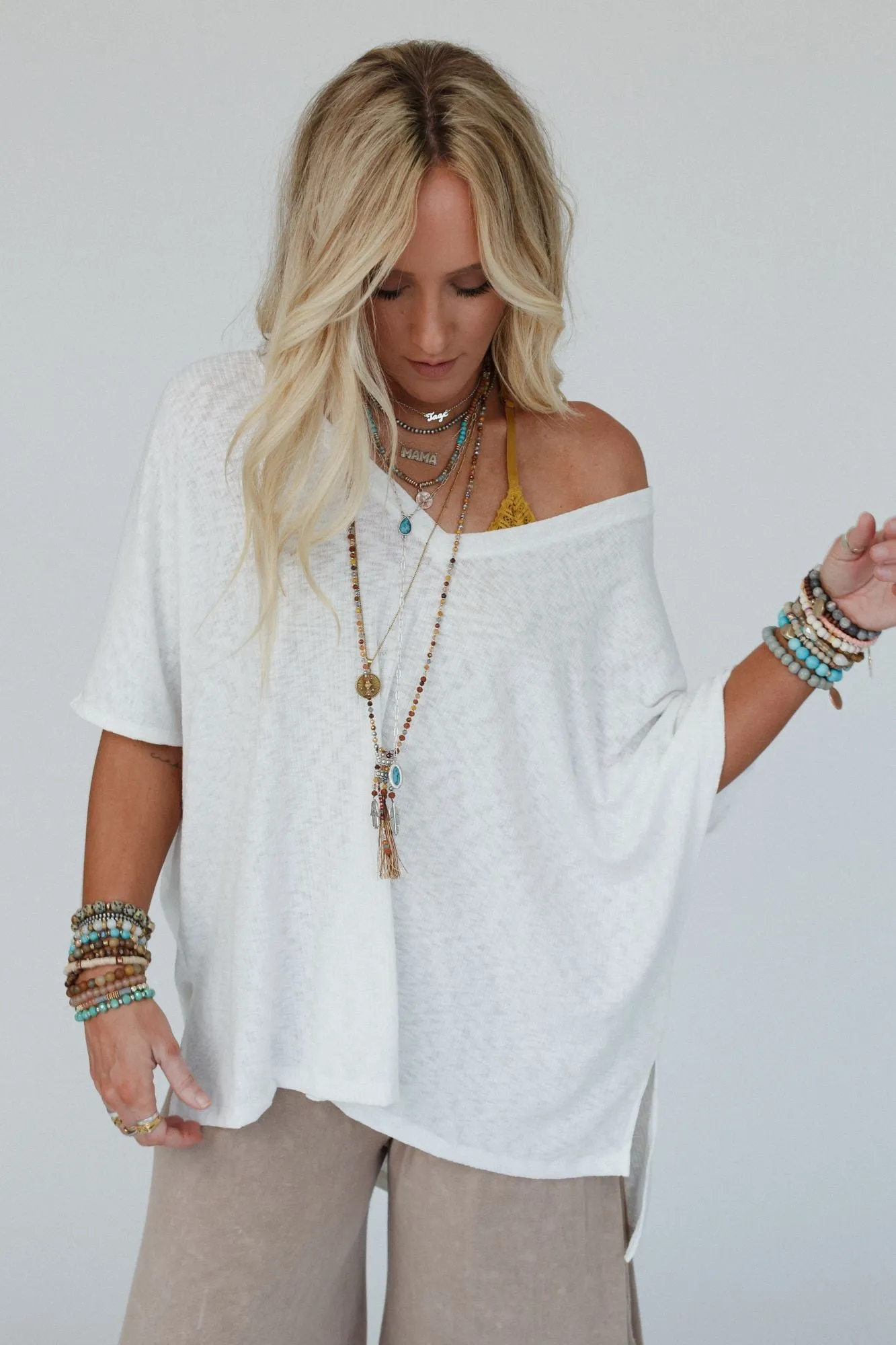 Warm Nights V Neck Top - Ivory