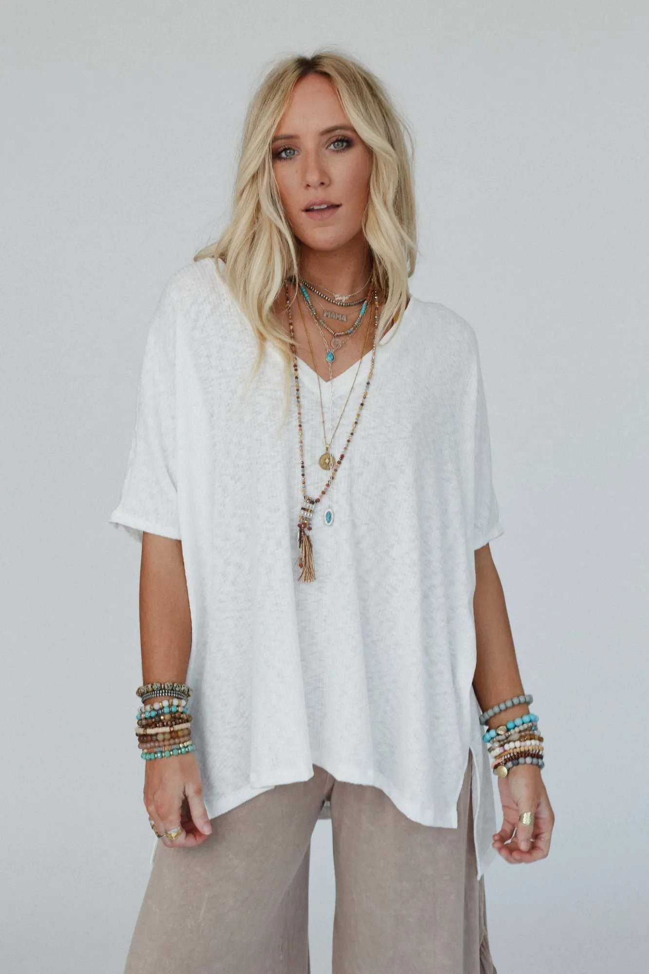 Warm Nights V Neck Top - Ivory