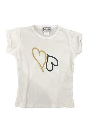 White Black Gold Glitter Heart Tee