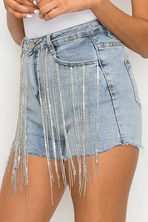 Wild West Rhinestone Fringe Shorts