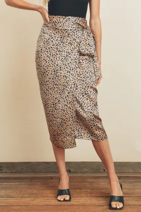 Wildcat Print Midi Wrap Skirt