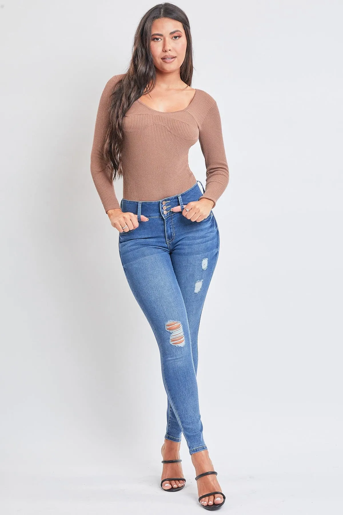 Women's Essential 3 Button Skinny Jeans