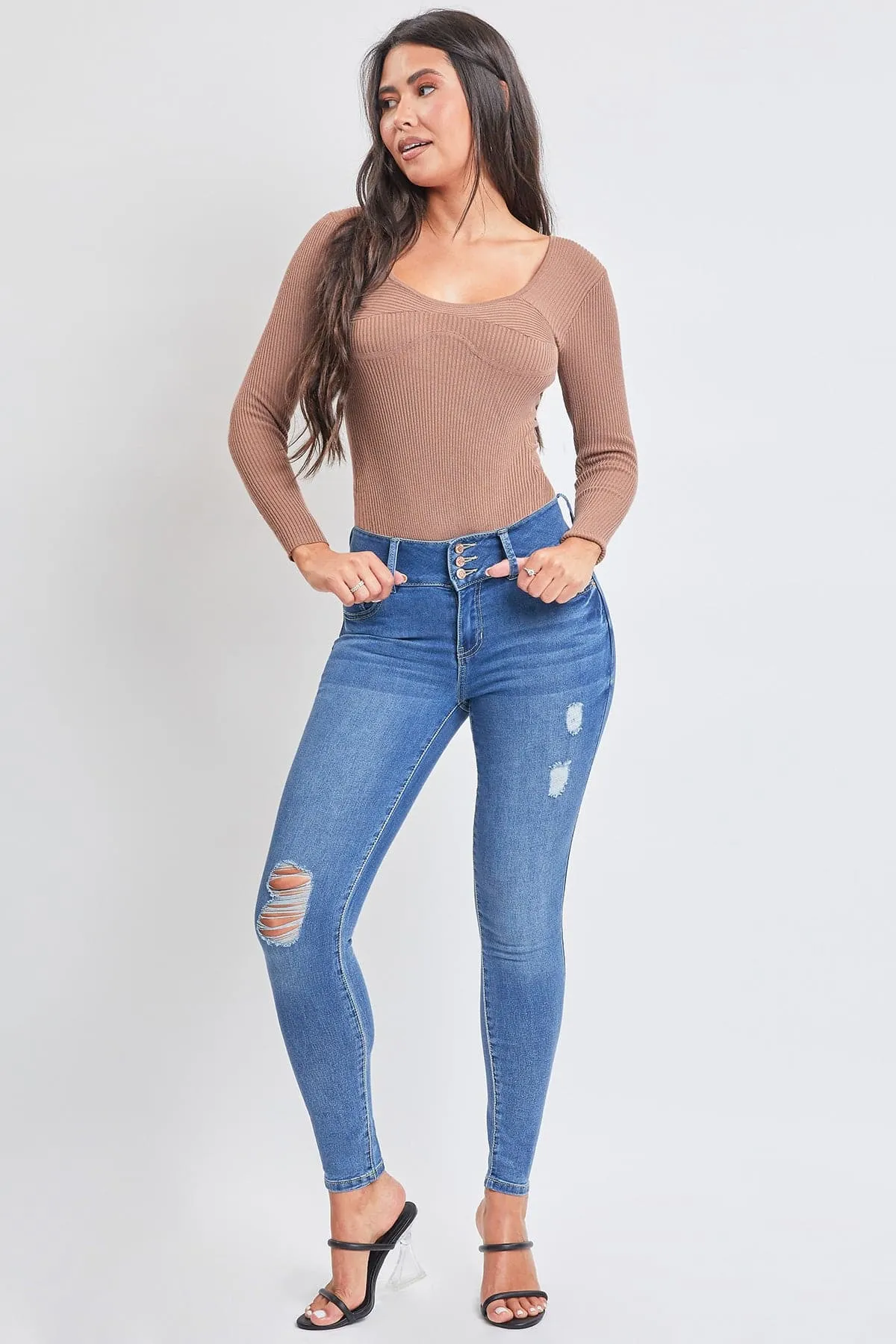 Women's Essential 3 Button Skinny Jeans