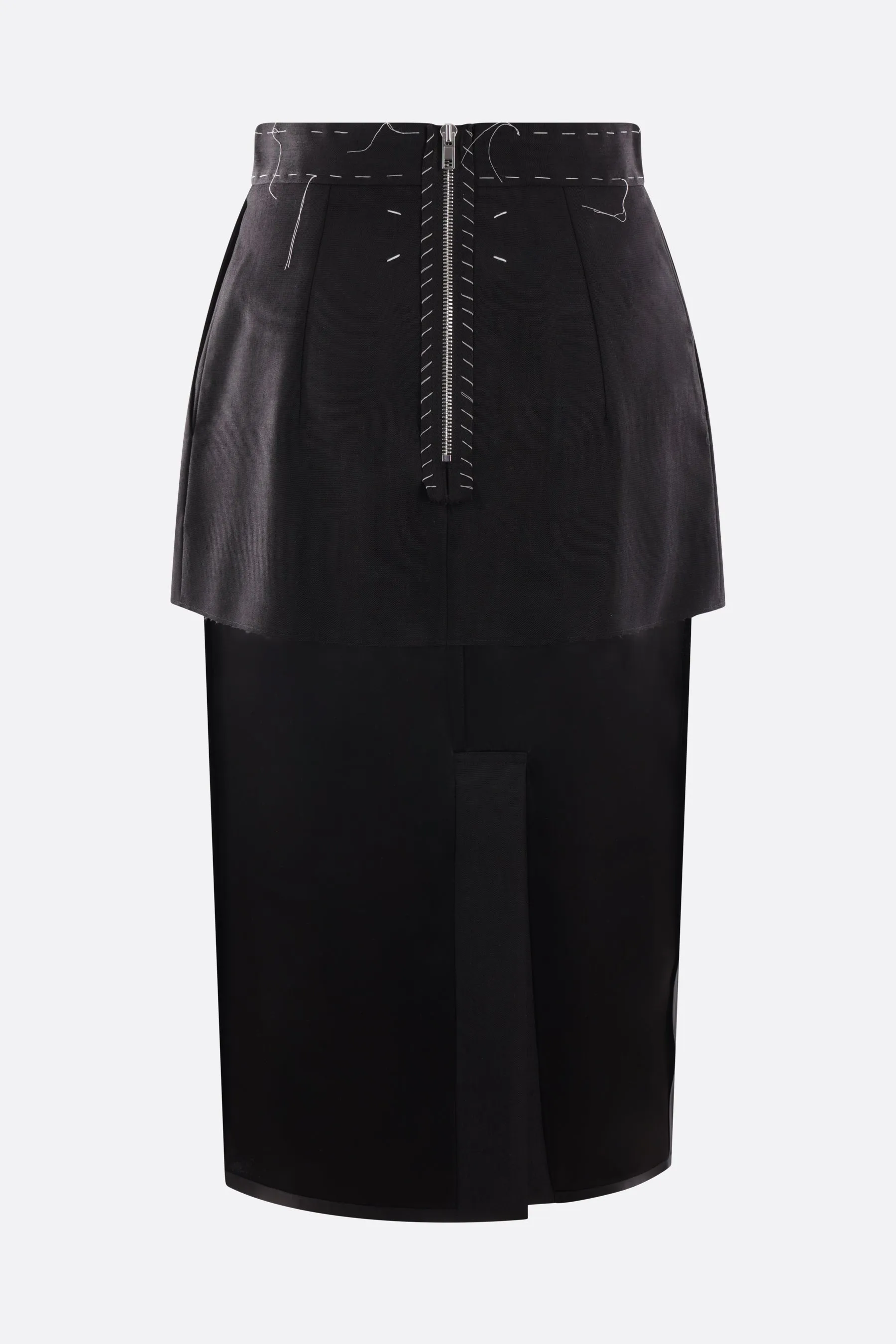 Work-in-Progress cordura and satin midi skirt